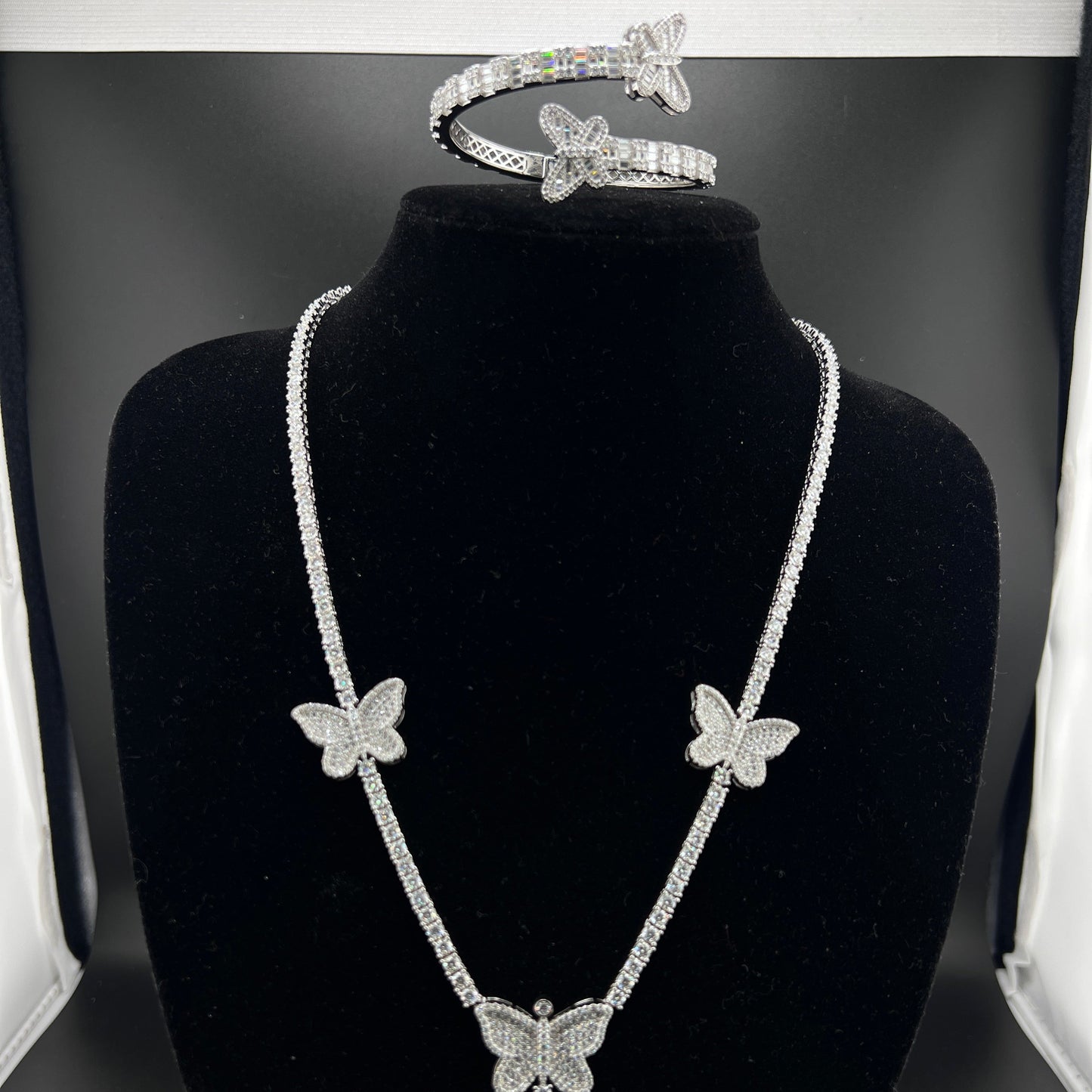 Butterfly Tennis Necklace & Bangle Combo