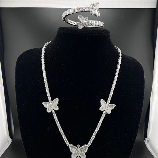 Butterfly Tennis Necklace & Bangle Combo