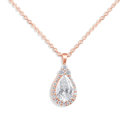 18 Inch Lyra Drop Pear-Shaped Halo Pendent Necklace