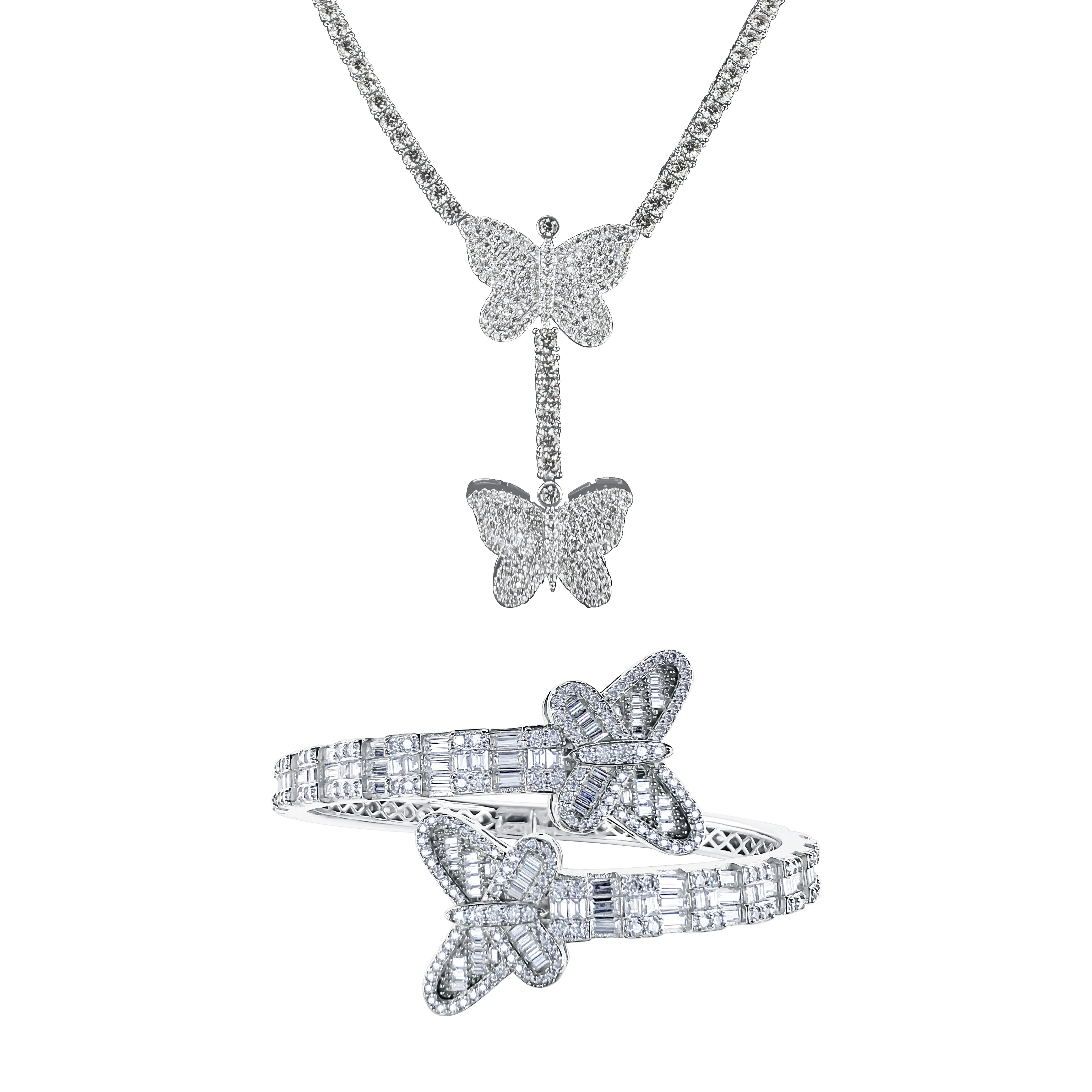 Butterfly Tennis Necklace & Bangle Set
